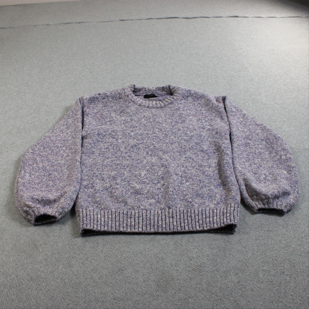 J Crew Sweater Women Medium Purple Crew Neck Marled Cozy Heavyweight Heritage